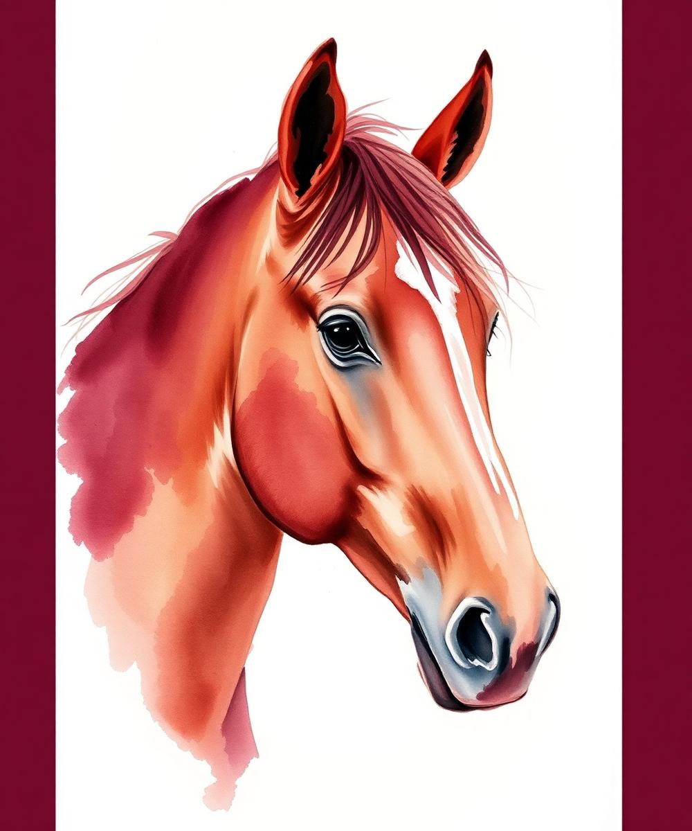 Watercolor horse portrait